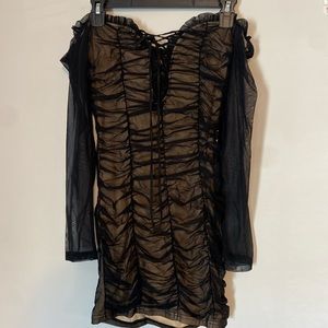 Sheer Black Ruched Mesh dress
